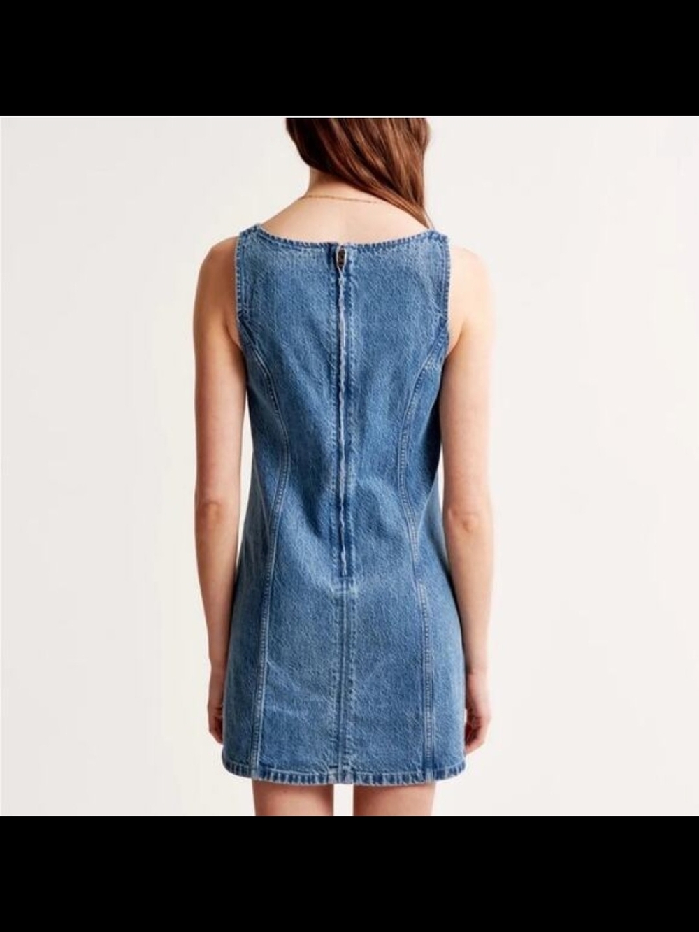 Abercrombie & Fitch Denim Square-Neck A-Line Mini Dress - Light Blue - Picture 3 of 12